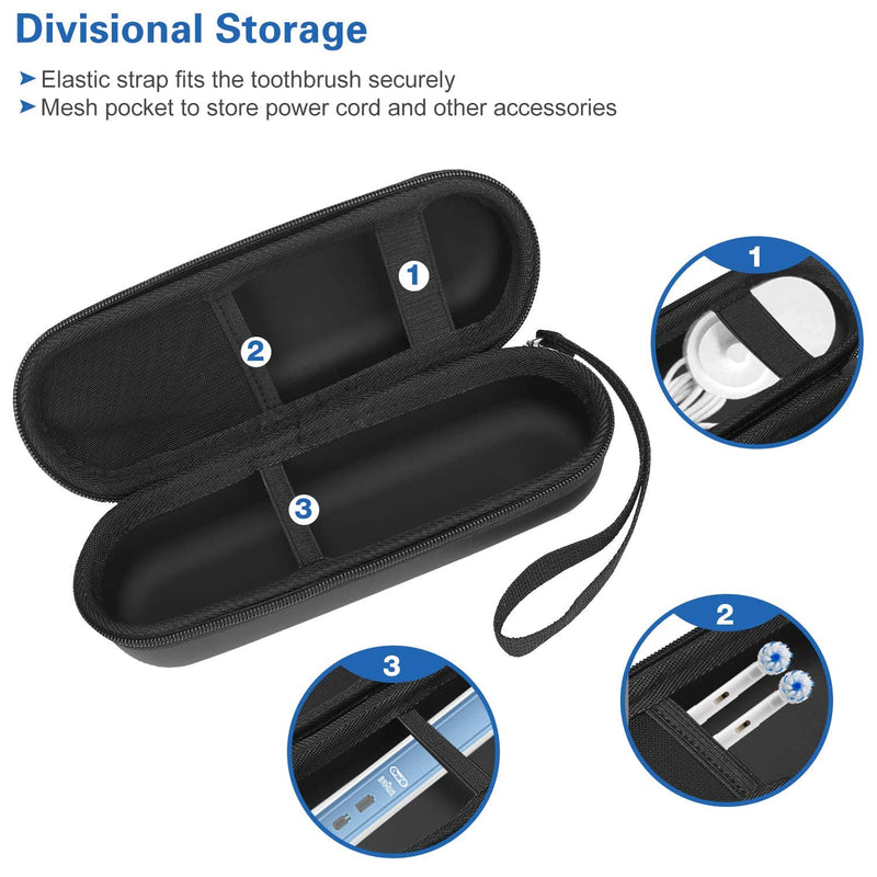 [Australia] - ProCase Travel Case for Oral-B Philips Electric Toothbrush, Hard Carrying Case Holder Container -Black Black 