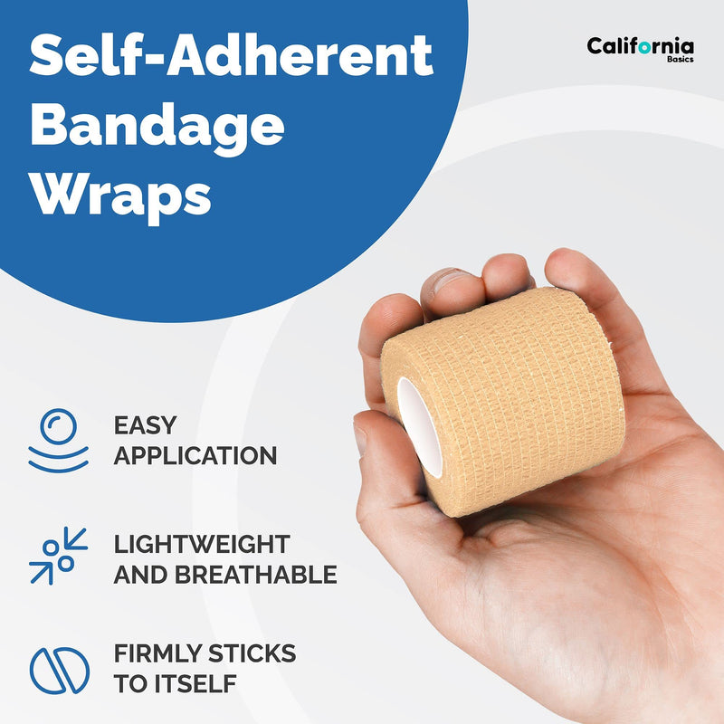 [Australia] - Self Adhesive Bandage wrap - 2 Inches by 5 Yards Cohesive Bandage for All Sports (Pack of 12) | Brown Non-Woven Self adhering Bandage Wrap | Breathable Athletic Tape for Wrists, Knee and Ankle 12 Pack 