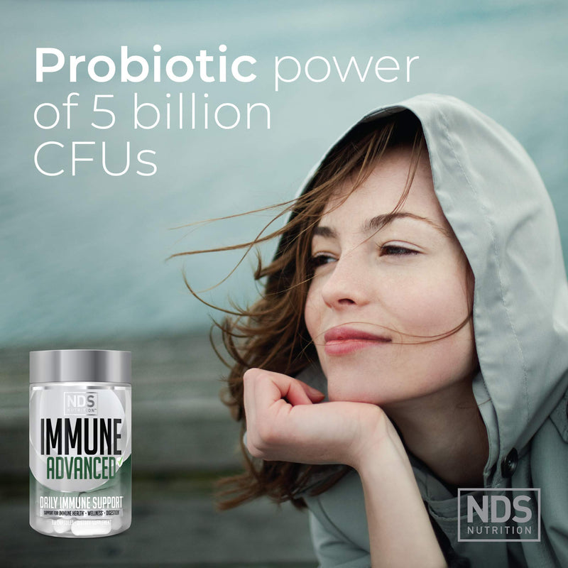 [Australia] - NDS Nutrition Advanced Immune Booster – Comprehensive Immune Support Supplement for Adults with Elderberry, Vitamin C, Vitamin D, Zinc and 5 Billion CFU Probiotic - Herbal Immune Defense (90 Capsules) 