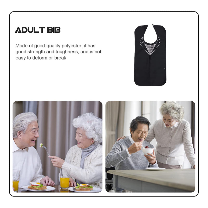 [Australia] - Hemoton Adult Bib Clothing Protector Crumb Catcher Dining Clothing Protector Waterproof Washable Reusable Elderly Apron For Elderly Women Men Mealtime Black Black-1 