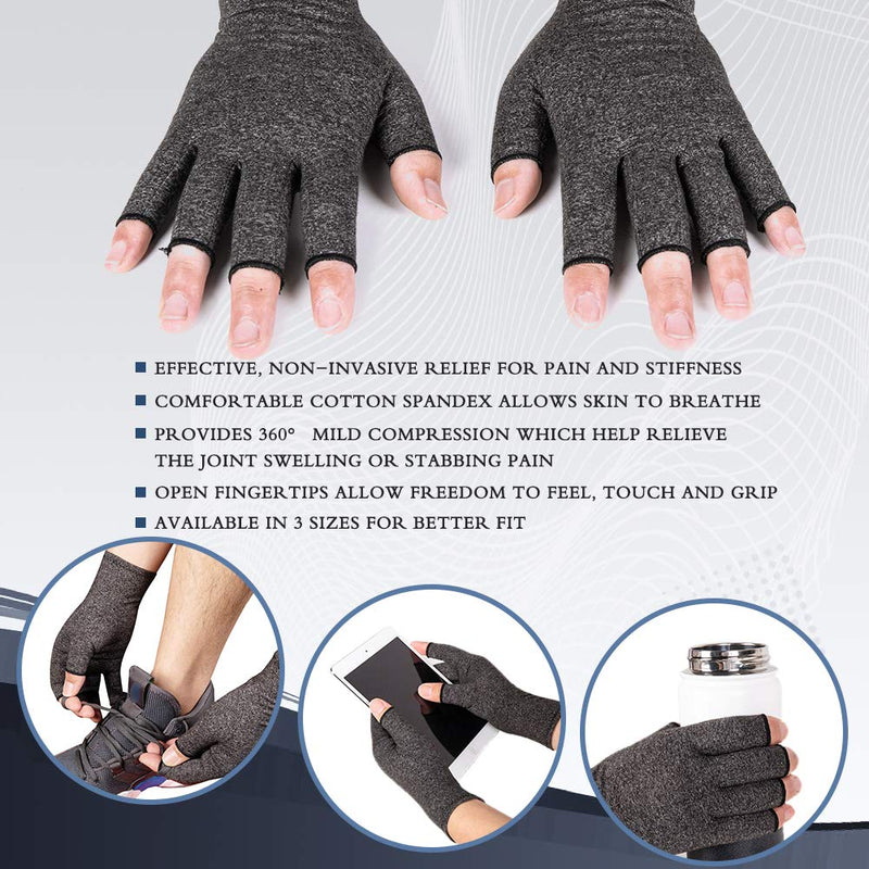 [Australia] - HENOTIC Arthritis Compression Gloves for Women Men, Fingerless Breathable & Moisture Wicking Compression Gloves for Relieving Carpal Tunnel Aches, Rheumatoid Pains, Joint Swell One Pair Medium (1 Pair) 