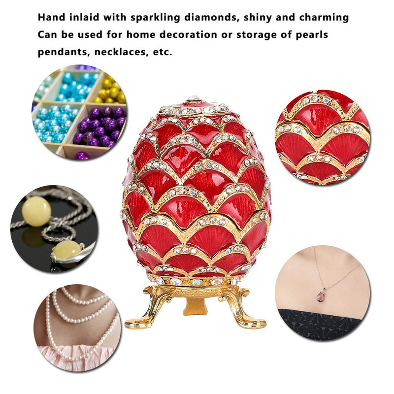 [Australia] - Fdit Enameled Eggs Jewelry Box Easter Egg Crafts Gilded Enamel Painted Metal Ring Trinket Storage Case Home Bedroom Desktop Decoration Ornaments 