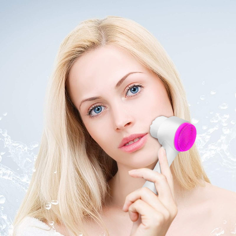 [Australia] - Face Brush - Manual Facial Cleansing Brush And Pore Cleansing Manual Dual Face Brush For Sensitive, Delicate, Dry Skin (Rose red) Rose red 