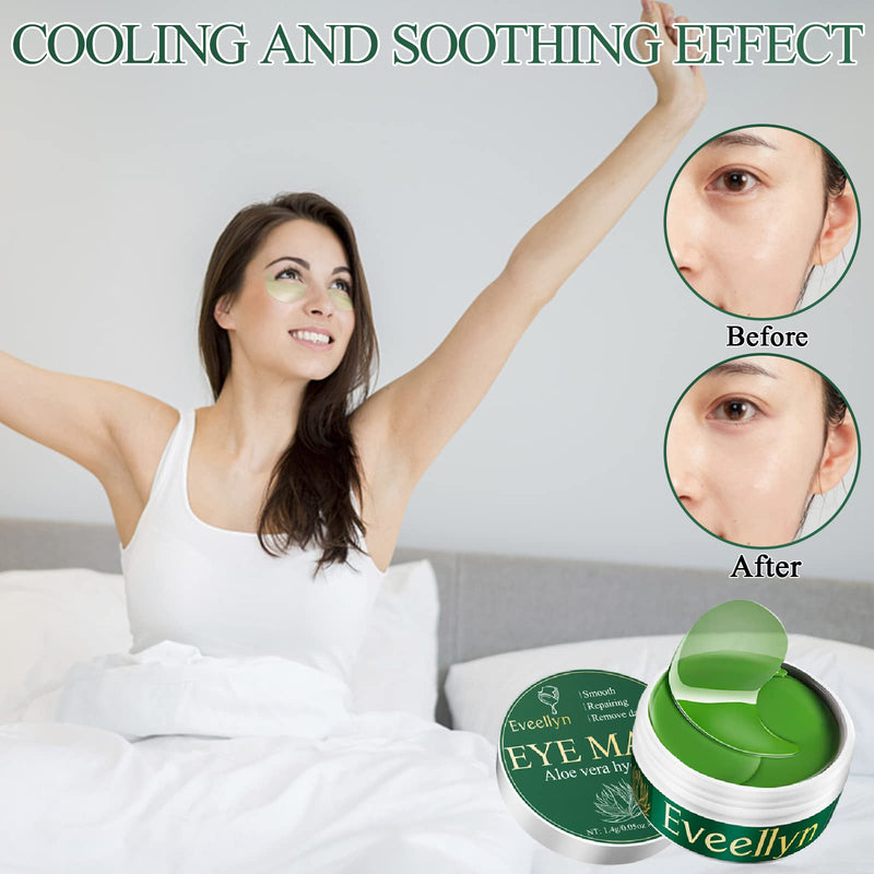 [Australia] - Eveellyn Under Eye Patches, Natural Aloe Vera Hydrogel Under Eye Pads Masks for Hydrating and Anti-aging Treatment for Puffy Eyes, Fine Lines and Wrinkles, Eye Bags, Dark Circles 60Pcs/30Pairs 
