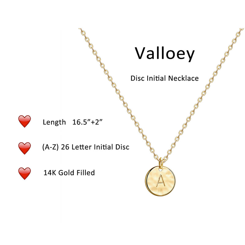 [Australia] - Valloey Rover Gold Initial Pendant Necklace, 14K Gold Filled Disc Double Side Engraved 16.5" Adjustable Dainty Personalized Alphabet Letter Pendant Handmade Cute Tiny Necklaces Jewelry Gift for Women A 