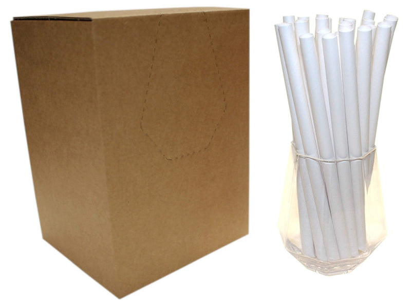 [Australia] - White Paper Straws (10mm x 200mm) - Pack Size 200 - Made in Britain - Biodegradable/Eco-Friendly/Highly Durable/Food Safe/Ideal for Milkshakes & Smoothies 