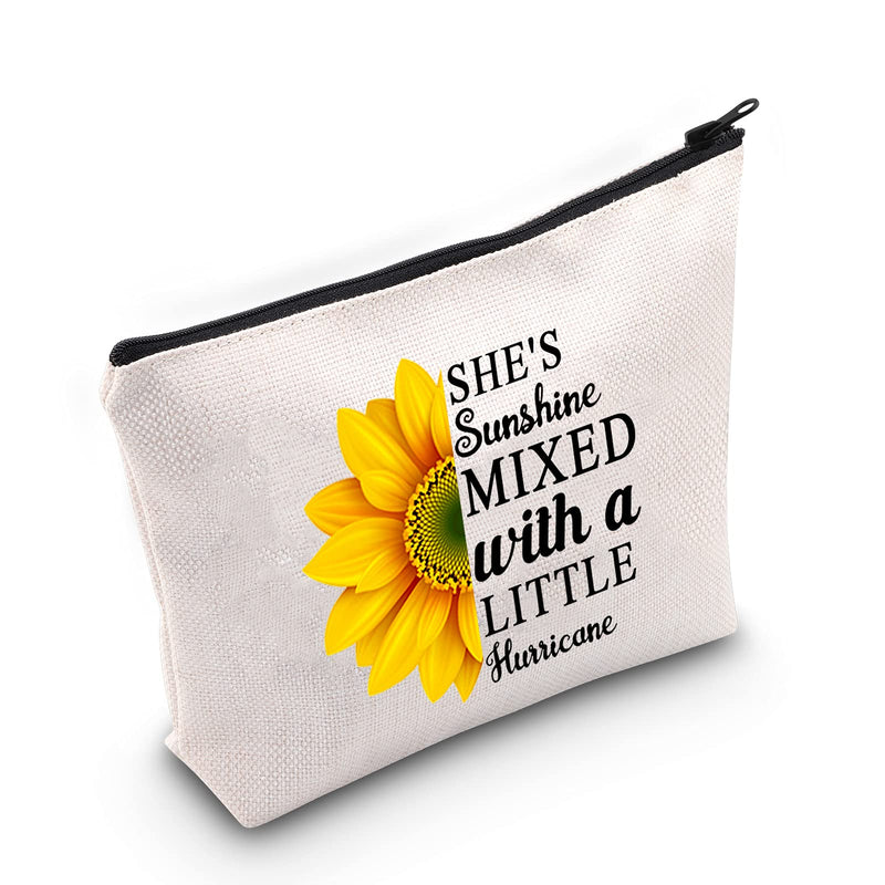 [Australia] - MYSOMY She's Sunshine Mixed with a Little Hurricane Makeup Bag Sunflower Cosmetic Bag Sunflower Lover Gifts (Makeup Bag) 