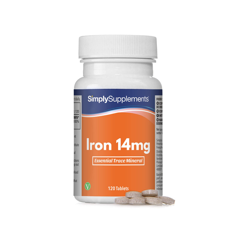 [Australia] - Iron Tablets 14mg | 120 Tablets = 4 Month Supply | Vegan & Vegetarian Friendly | 100% NRV | Popular Supplement for Reducing Tiredness & Fatigue | Manufactured in The UK 