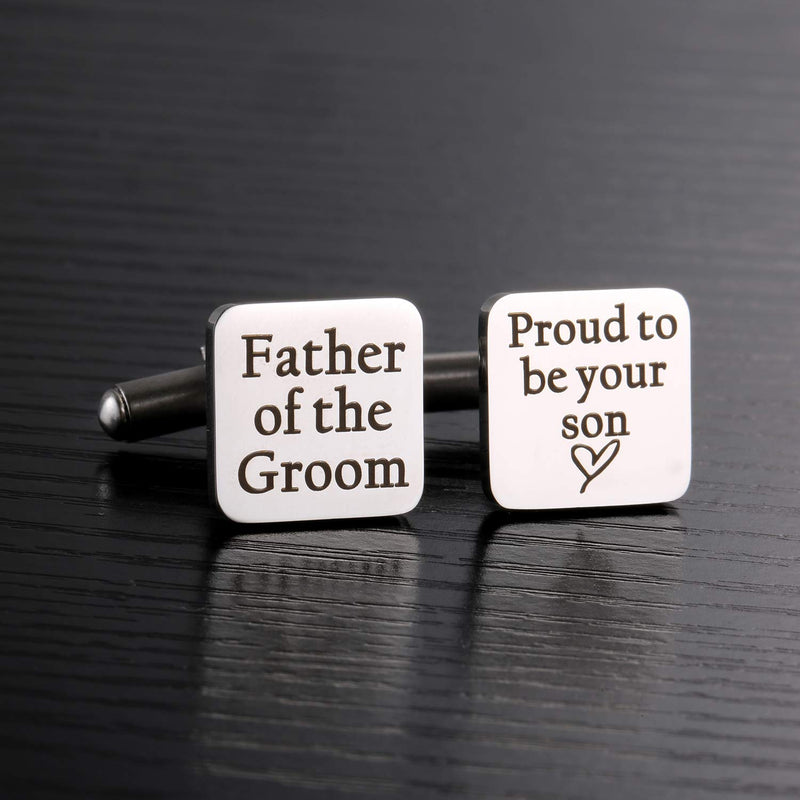 [Australia] - Hazado Father of The Groom Cufflinks, Father of The Groom Gift from Son for Wedding, Proud to be Your Son Cuff Links 