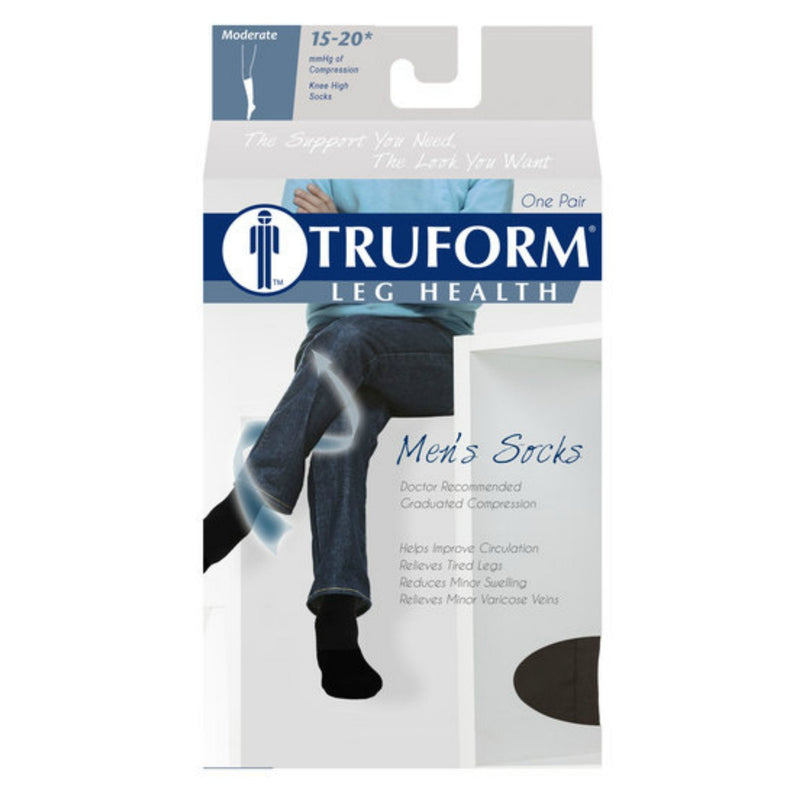 [Australia] - Truform Compression Socks, 15-20 mmHg, Men's Gym Socks, Knee High Over Calf Length Medium (1 Pair) Black 