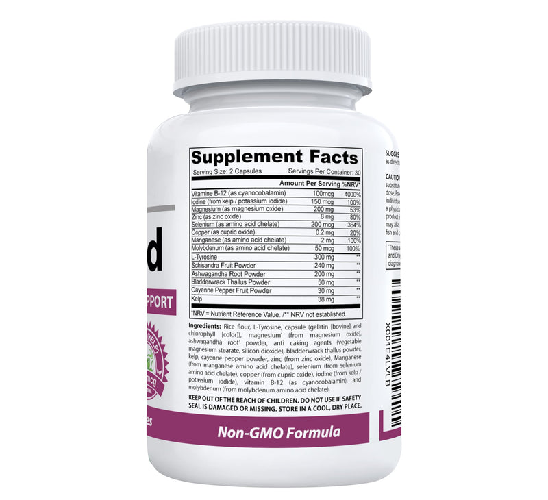 [Australia] - ThyroAid #1 Thyroid Support Supplement | Premium Thyroid Formula & Energy Support with Kelp, Iodine, Ashwagandha, Selenium, B12, Copper & More | 1 Month Supply (Non-GMO) 