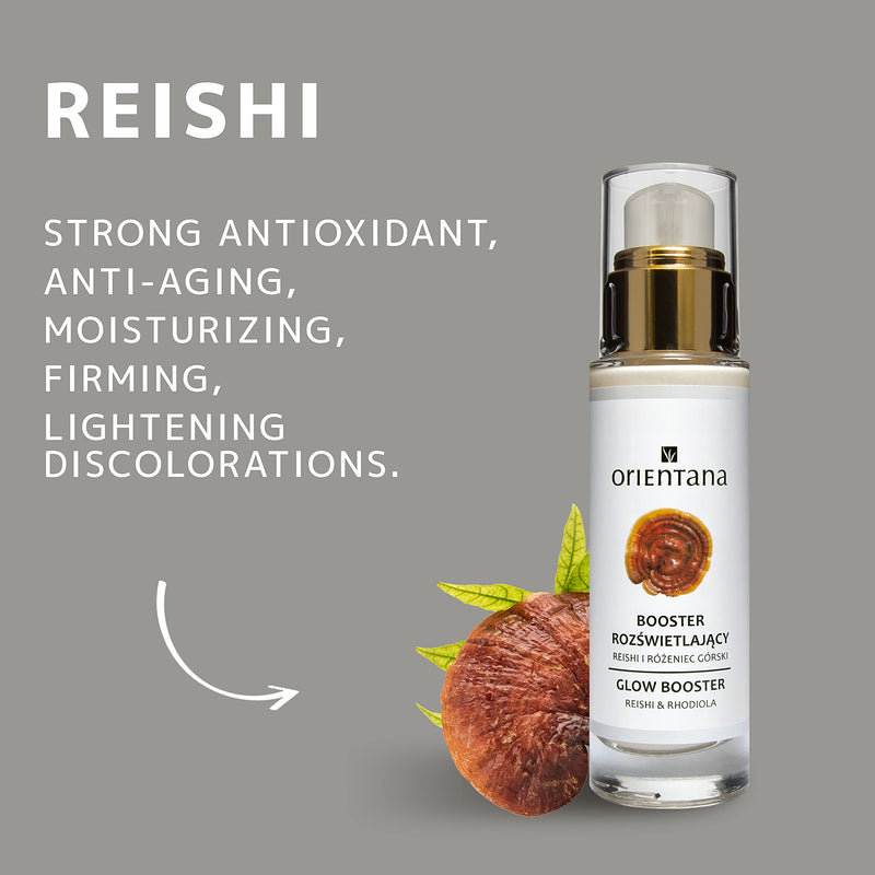 [Australia] - Orientana Natural Face Illuminating Booster For Women - Reishi & Rhodiola - Vegan Eco Organic Day Cream - Anti Aging Moisturiser - Dark Spot Pigmentation Treatment - Firming Hydrating Mature Skin 30ml 