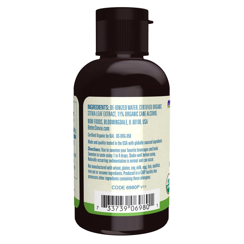 [Australia] - NOW Foods, Certified Organic BetterStevia Liquid, Zero-Calorie Liquid Sweetener, Low Glycemic Impact, Certified Non-GMO, 2-Ounce 2 Fl Oz (Pack of 1) 
