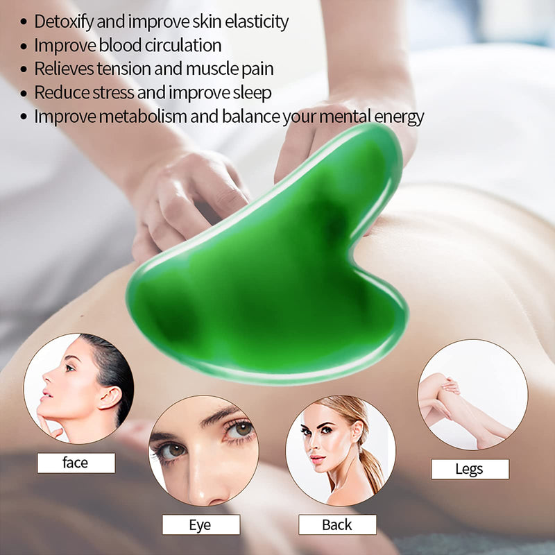 [Australia] - Gua sha tool for face,natural jade gua sha stones,gua sha massage tool,Suitable for the face, neck, shoulders, arms, legs(GREEN) GREEN 