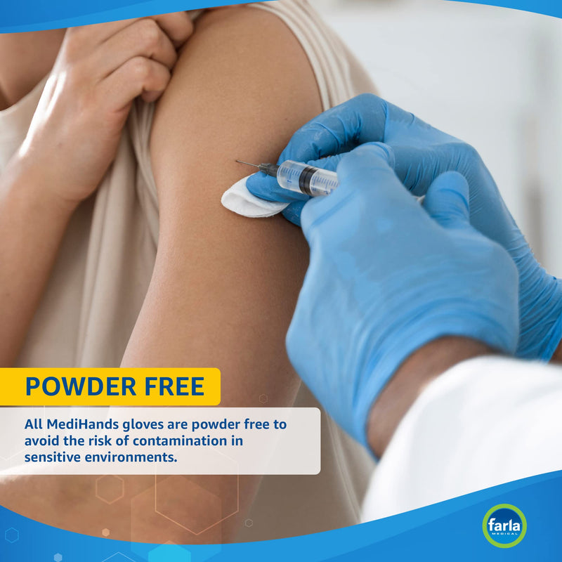 [Australia] - MediHands Nitrile Gloves Medium, Blue Heavy Duty Disposable Gloves, Powder Free, Latex Free, and Protein Free, Medical, Food, Multi Use, Pack of 100 M 