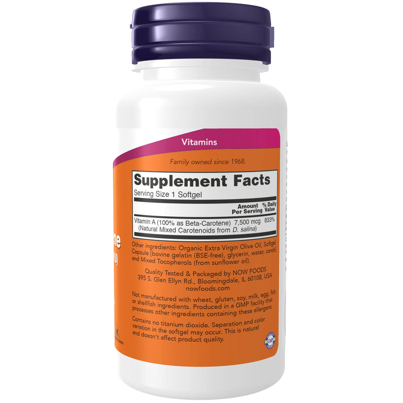 [Australia] - NOW Supplements, Natural Beta Carotene 25,000 IU, Essential Nutrition, 90 Softgels 90 Count (Pack of 1) 