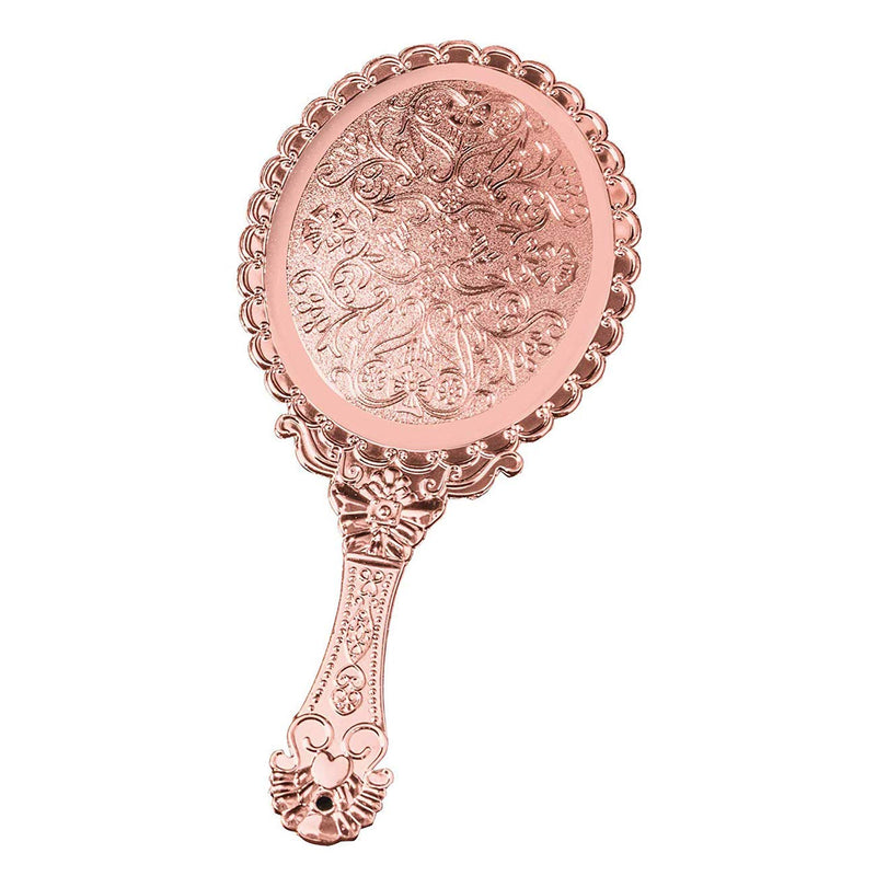 [Australia] - Handheld Mirror with Handle Vintage Compact for Personal Makeup Vanity Hand Held Mirror Tone Victorian Vanity Mirror 9.8x4.5in Rose Gold 