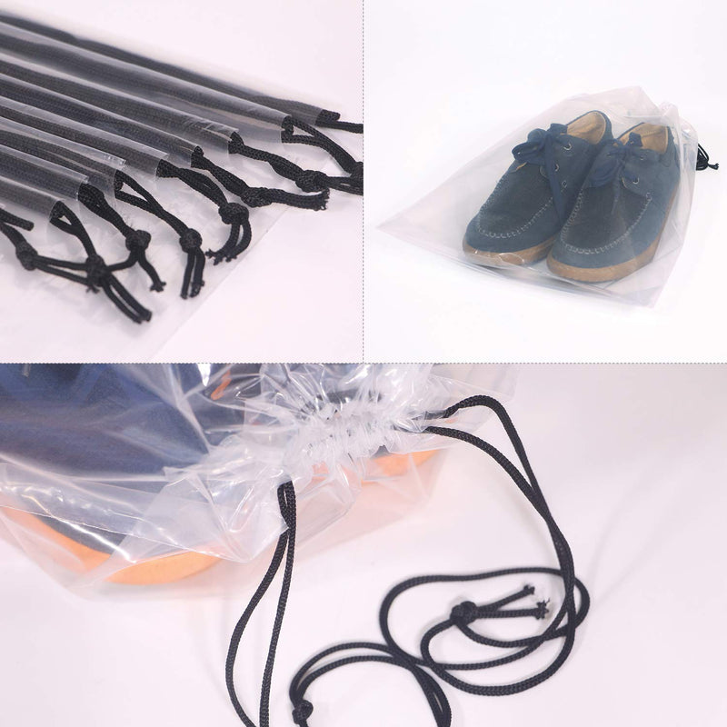 [Australia] - DIOMMELL Set of 12 Transparent Shoe Bags for Travel Large Clear Shoes Storage Organizers Pouch with Rope for Men and Women 