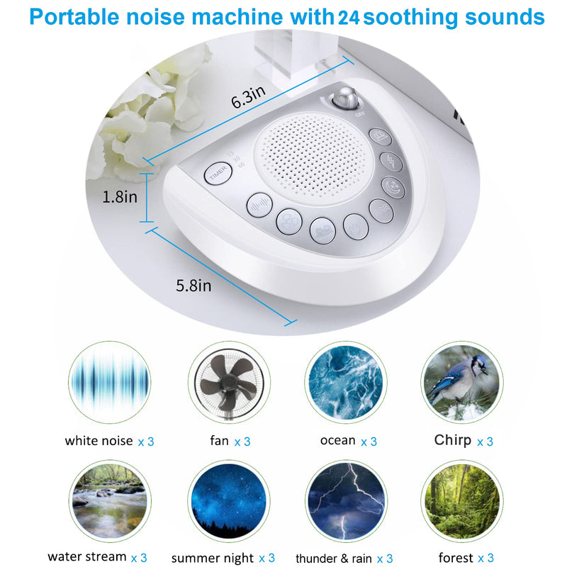 [Australia] - White Noise Machine Raynic Sound Machine Portable Sleep Machine with 24 Natural Soothing Sounds, Timer, USB Port, Headphone Jack for Baby, Kids, Adults, Travel, Office, Home (Silver) Silver 