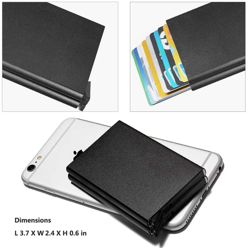 [Australia] - Card Holder, Men Credit Card Holder, Slim Card Case Front Pocket Anti-theft-RFID Auto Pop up Travel Thin Wallets for Men Black Aluminum(Hold 10-12 Cards) 