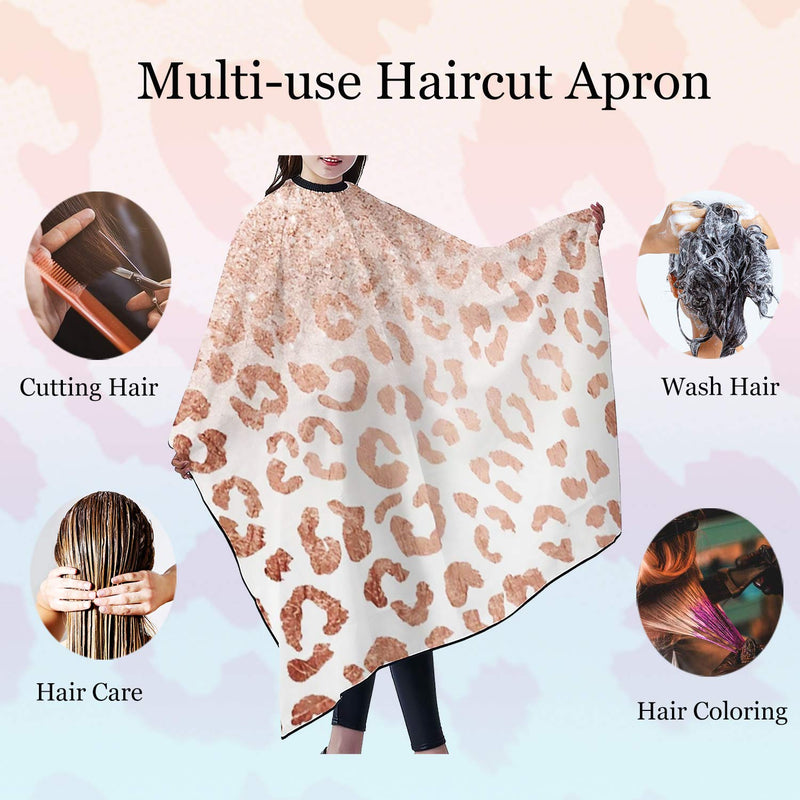[Australia] - Rose Gold Glitter Ombre Leopard Pattern Haircut Apron Waterproof Hairdressing Cape Skin-Friendly Hair Cutting Cloth For Men Women Kids 