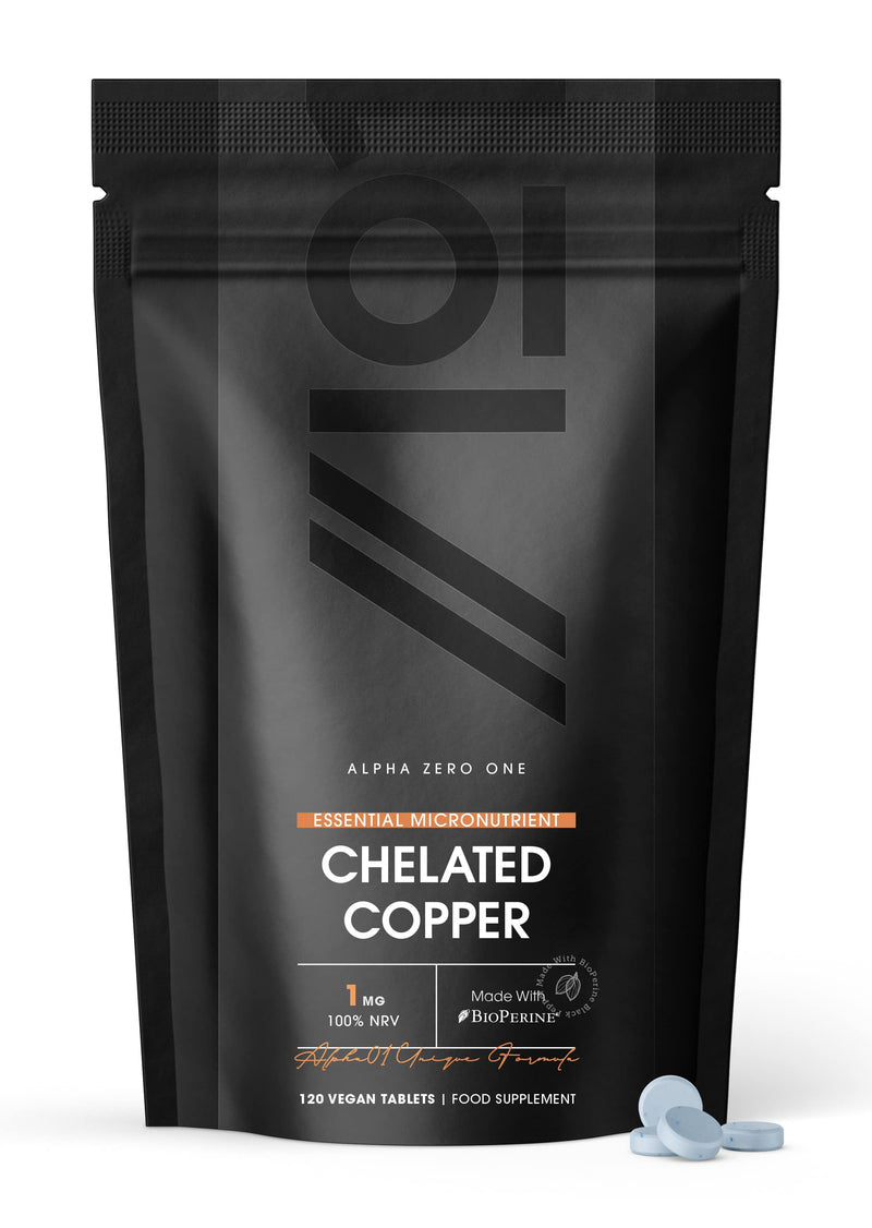 [Australia] - Chelated Copper 1mg with BioPerine� - 100% NRV per Tablet � Energy + Immunity Support � Improved Absorption � Non GMO, Gluten Free, Halal � 120 Vegan Tablets 