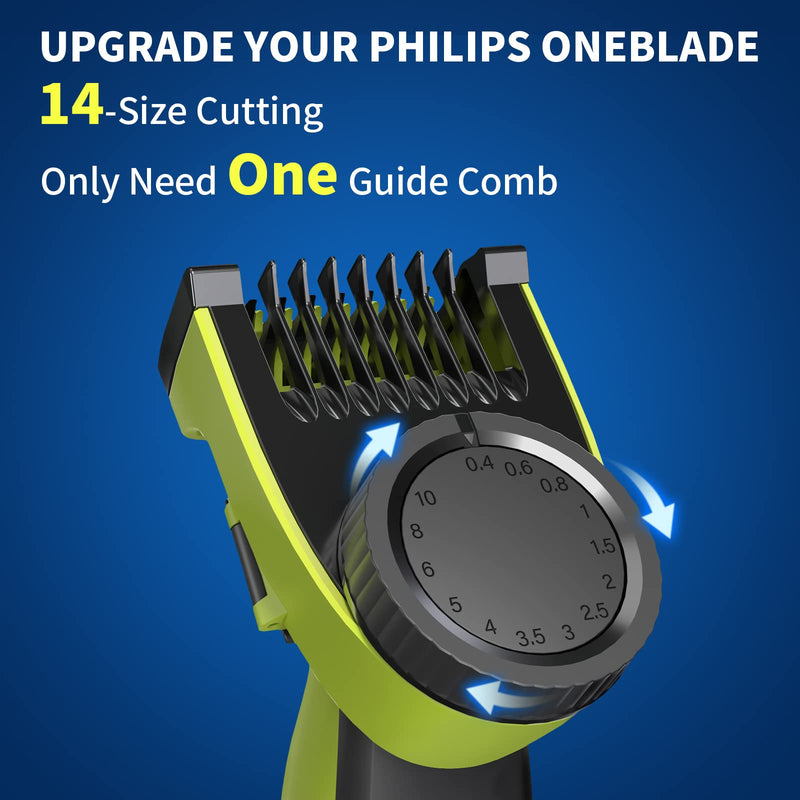 [Australia] - Yinke Guide Comb Guards for Philips Norelco OneBlade/One Blade QP2520 QP2530 QP2620 QP2630, 14 Adjustable Lengths (0.4mm-10mm) Electric Face Body Trimmer Shaver Replacement 1+2PCS 