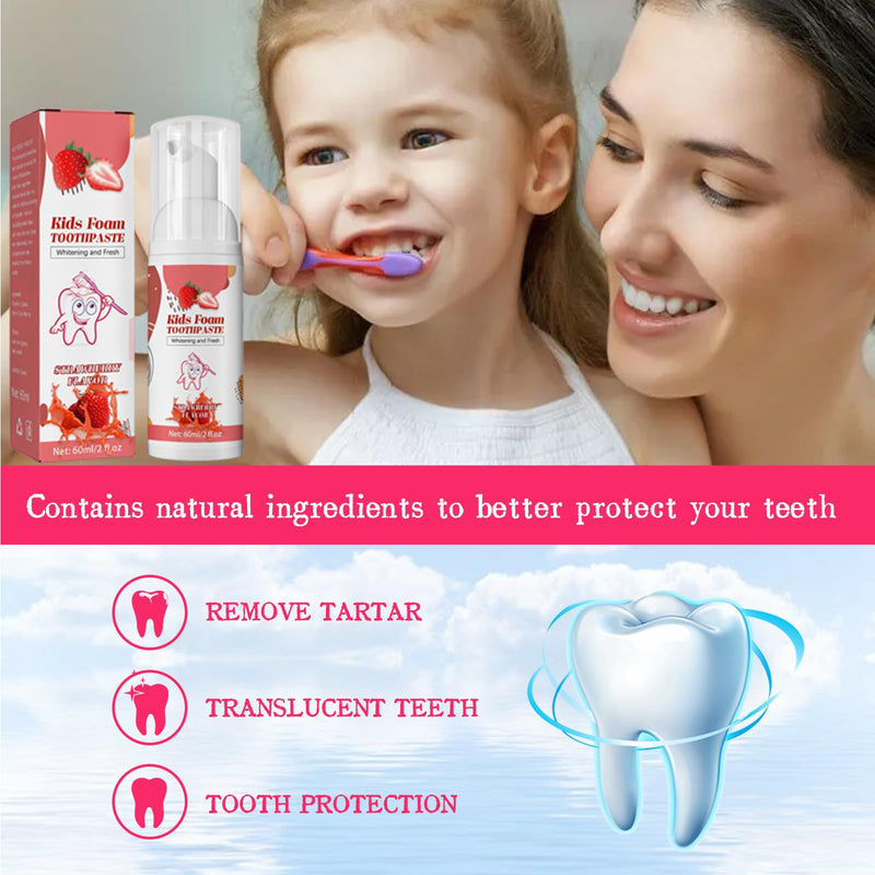 [Australia] - Foam Kids Toothpaste,Childrens Toothpaste,Teeth Cleaning Anti-Cavity,Natural Mousse Foam Toothpaste,Strawberry Toddler Toothpaste,Children’s Teeth Cleaning Anticavity Foaming Toothpaste 