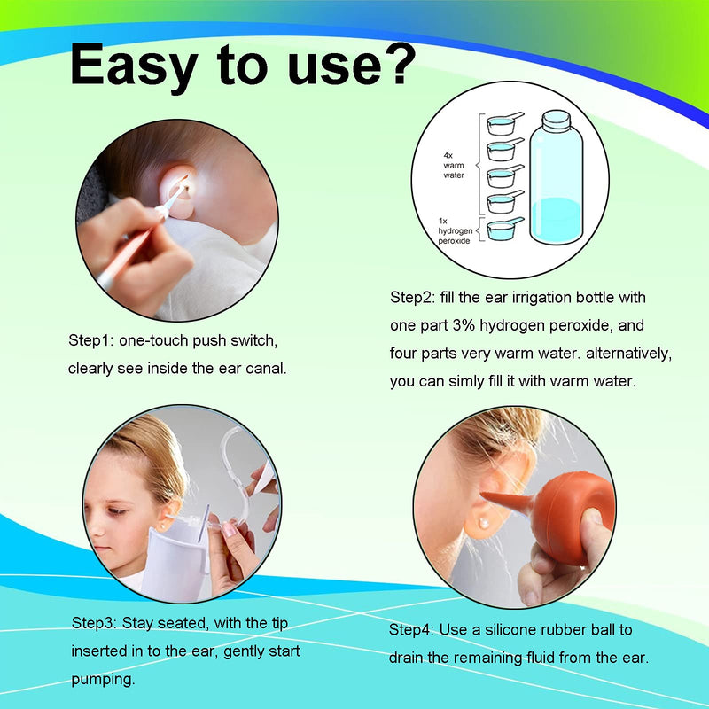 [Australia] - Ear Wax Removal Tool, Ear Cleaning Kits Safe Ear Irrigation Kit Ear Flush Kit for Adults Kids, Ear Wax Washer Device with LED Earwax Spoon, Basin, Bulb, Curette Kit, Towel, 40 Tips and Storage Box 