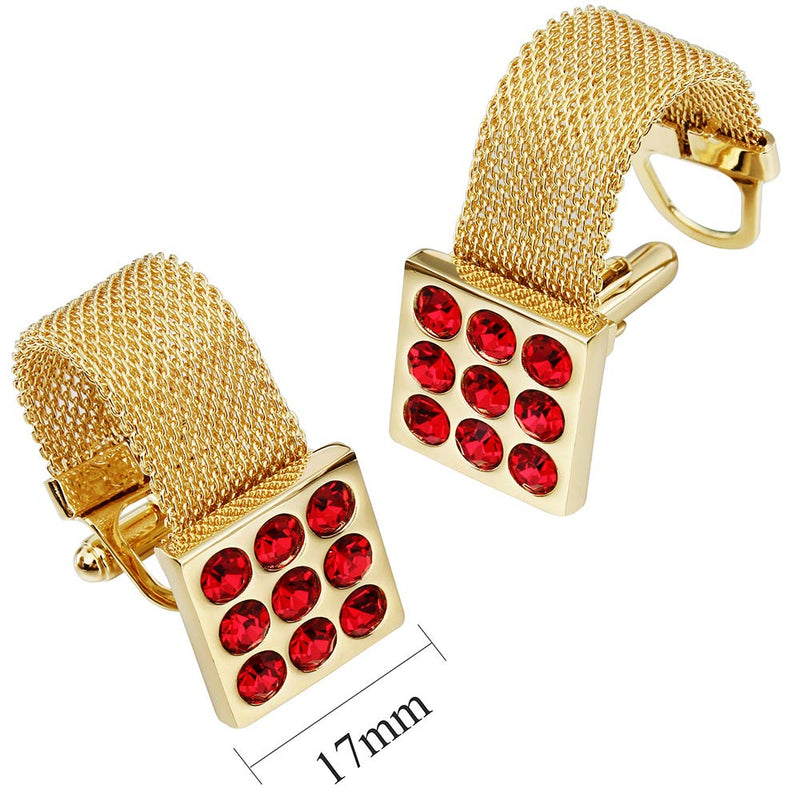 [Australia] - HAWSON Mens Cufflinks with Chain - Stone and Shiny Gold Tone Shirt Accessories - Party Gifts for Young Men (Crystal) 