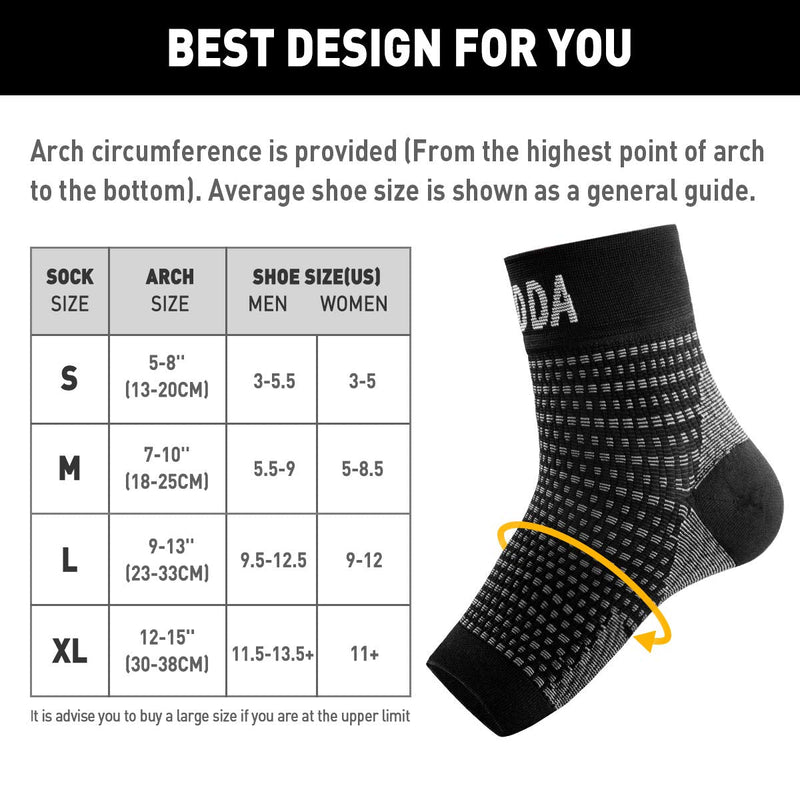 [Australia] - AVIDDA Plantar Fasciitis Socks 1 PAIR, Compression Foot Sleeves for Sport Arthritis Pain Relief, Ankle Support Brace for Men and Women Black M Black Pair 