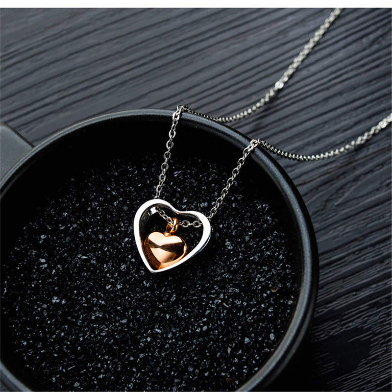 [Australia] - XUEERMEI Heart Cremation Urn Necklace for Ashes Memorial Keepsake Jewelry No Longer by My Side Forever in My Heart S5-Rose 