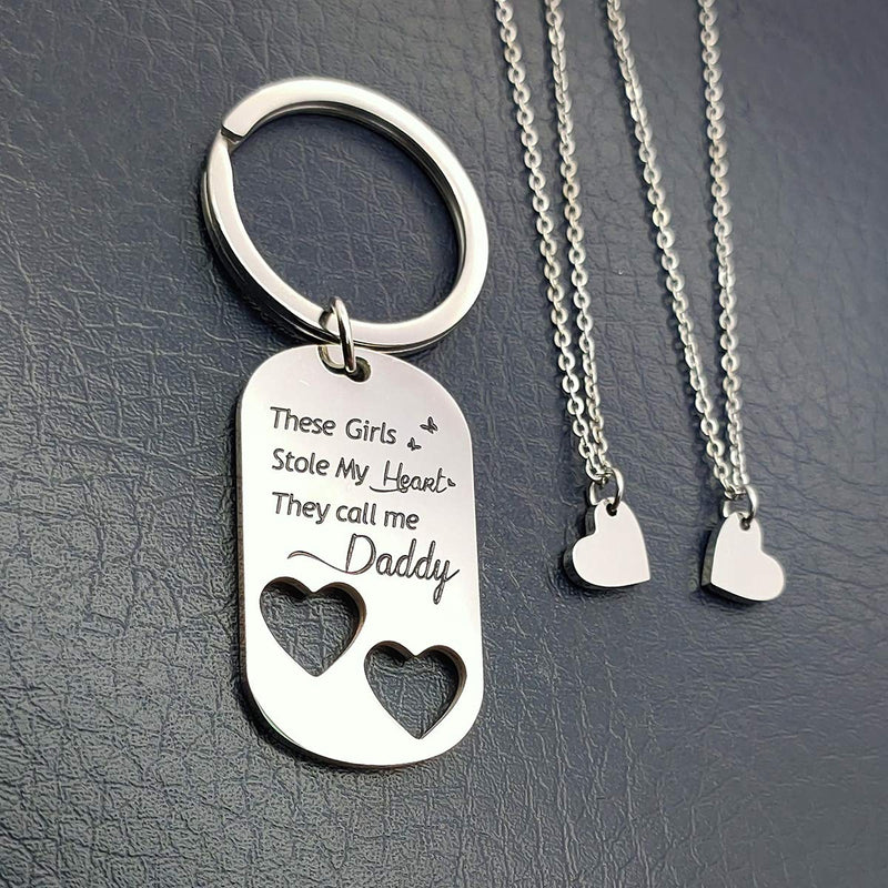 [Australia] - HOFOYA Daddy Mommy Daughter Keychain Neckalce Set 2/3/4,Daddy's Girl Mama's World Key Ring,These Girls Stole My Heart They Call Me Daddy Mommy,Charms & Pendants Jewelry Gift for Dad Mom and Kids. HFY_KEYC_Heart2 