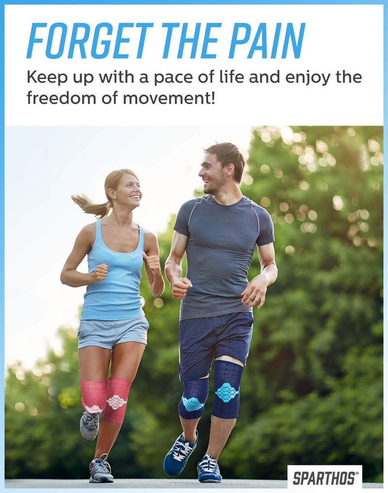 [Australia] - Sparthos Knee Compression Sleeves [Cobalt Blue - Large] x Sparthos Hinged Knee Brace [Size L] 