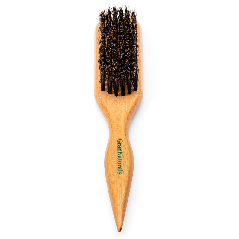 [Australia] - GranNaturals Wide Boar Bristle Teasing Brush & Smoothing Brush for Slick Back Hair, Edge Control, Backcombing to Create Sleek Hairstyle - Wooden Wide Rat Tail for Hair Sectioning 