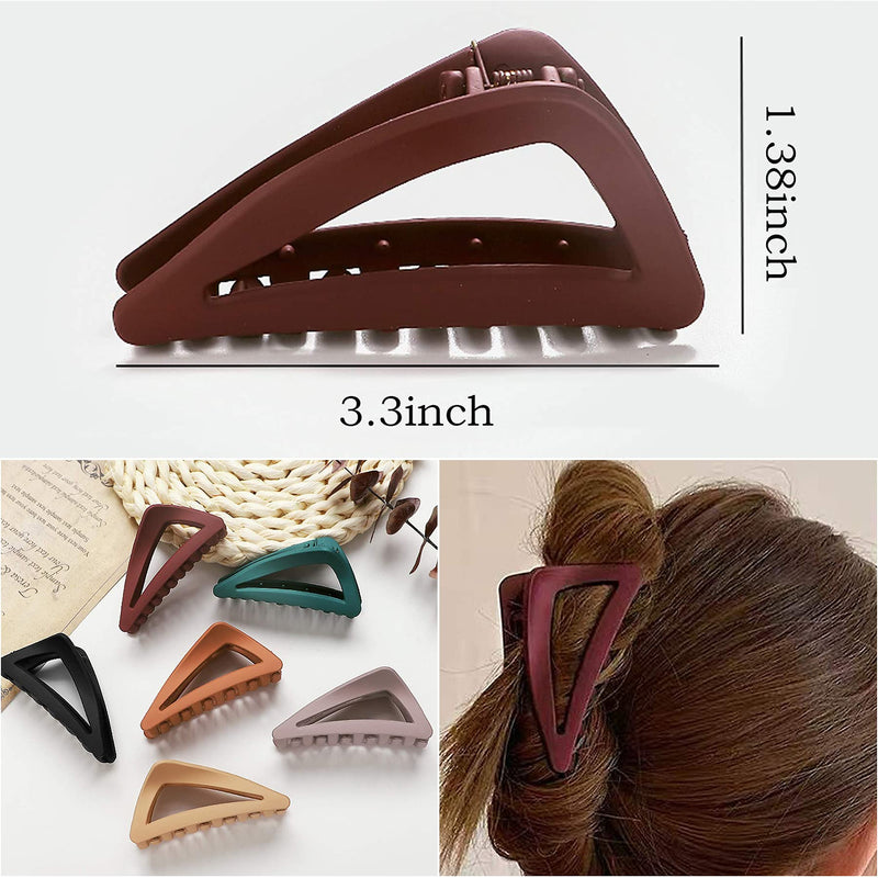 [Australia] - Hair Claw Clips Girls Women Nonslip French Matte Claw Clip for Thin Hair Curly Straight Long Hair - 6 Packs / Set 6 Count (Pack of 1) 