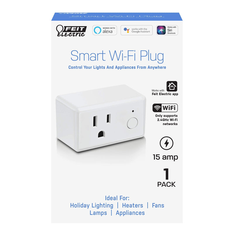 [Australia] - Feit Electric WiFi Work with Alexa and Google Home, Feit App, No hub Required, 2.4 Ghz Network Only, Remote Control from Anywhere 15 Amp Smart Outlet Plug, Indoor, White 