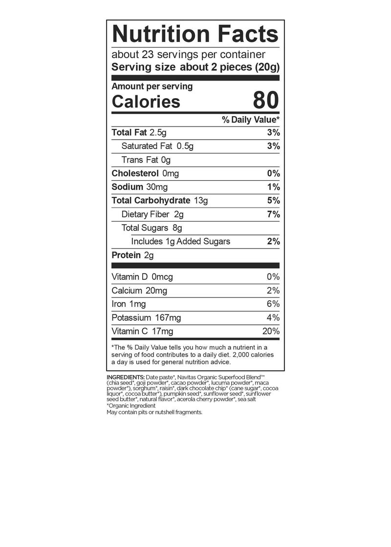 [Australia] - Navitas Organics Superfood Power Snacks, Cacao Goji, 16 oz. Bag, 23 Servings - Organic, Non-GMO, Gluten-Free 16 Ounce (Pack of 1) 