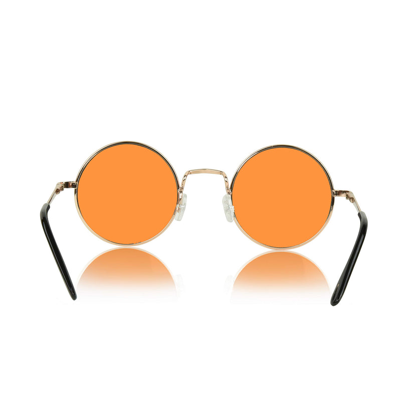 [Australia] - Sunny Pro Retro Round Sunglasses Small Colored Lens Hippie John Lennon Glasses 1 Orange 