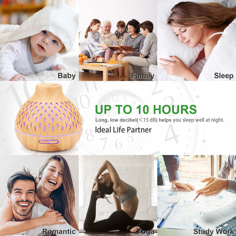 [Australia] - 400ML Essential Oil Diffuser, Remote Control Diffusers for Essential Oils, Electric Ultrasonic Air Humidifier, Aromatherapy Diffuser with Waterless Auto-Off A-yellow 