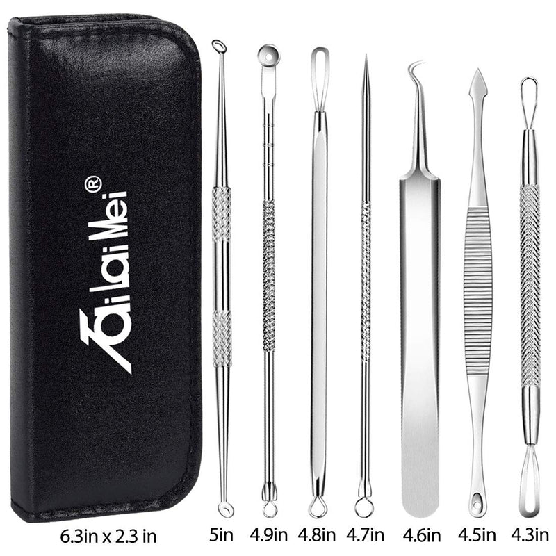 [Australia] - 7-Piece Blackhead Remover Kit - Pimple Comedone Extractor Tool set for Facial Acne and Treatment for Blemish, Whitehead Popping, Zit Removing for Risk Free Nose Face Skin with Metal Case 7 pieces 