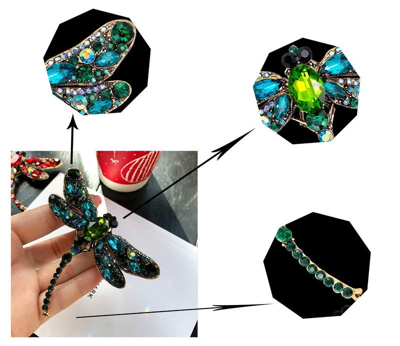 [Australia] - SloveM Crystal Rhinestone Dragonfly Brooch - Enamel Pin Jewelry Birthday Gifts for Women Men Green-01 