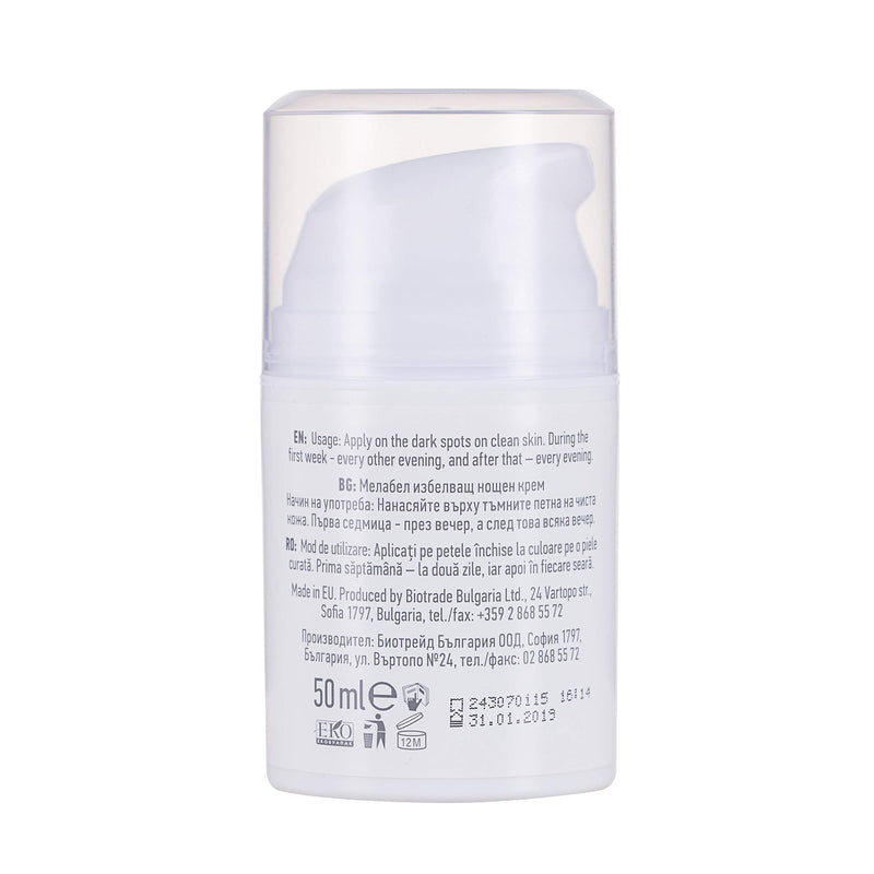 [Australia] - Melabel Whitening Night Cream 50 ml , Lightens Dark Spots on the Skin, Gently Exfoliates Hyperpigmentations With Kojic and Glycolic acidby Biotrade 