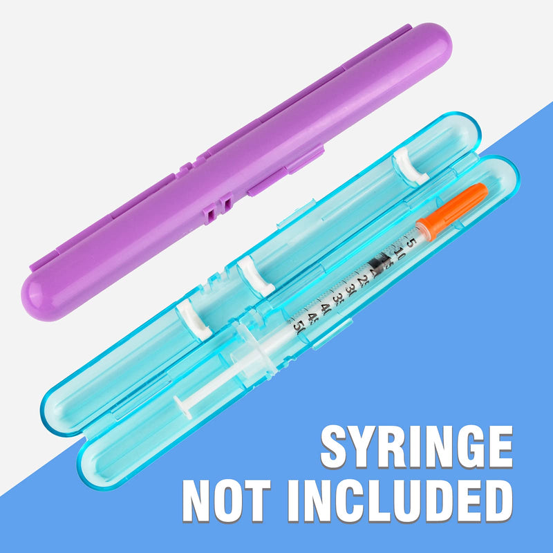 [Australia] - Medarchitect PSC (MA-PSC) Portable Travel Insulin Prefilled Syringe Case for Diabetes 2 Count (Pack of 1) Light Blue Transparent+solid Purple 