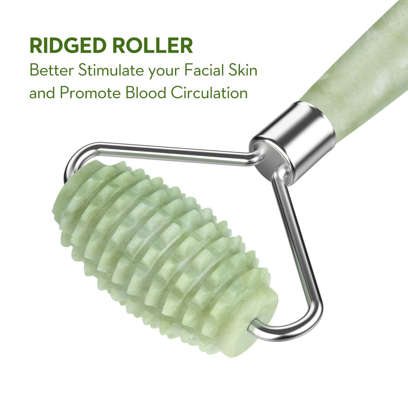 [Australia] - Kimkoo Jade Roller for Face-3 in 1 Kit with Facial Massager Tool,100% Real Natural Jade Stone Facial Roller Anti Aging,Face Beauty Set for Eye Anti-Wrinkle 