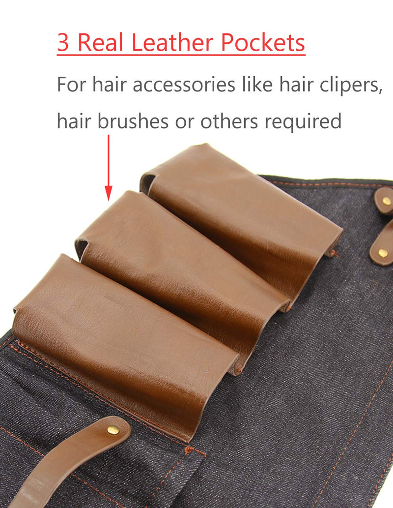 [Australia] - Hair Stylist Tool Belt, Salon Hairdresser Barber Hair Tool Belt Bag-Denim Fabricas and Real Leather 