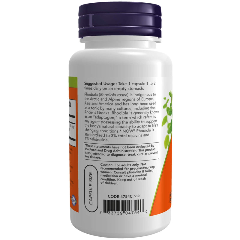 [Australia] - NOW Supplements, Rhodiola 500 mg, Helps Body Adapt to Stress of Daily Life*, Adaptogenic Herb*, 60 Veg Capsules 1 