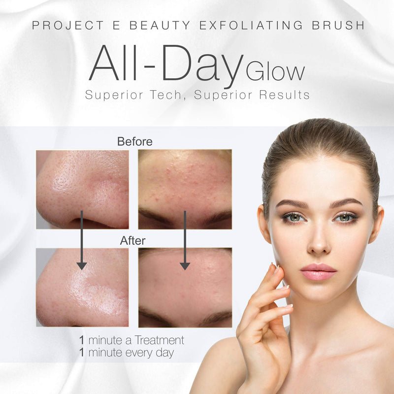 [Australia] - Project E Beauty Electric Facial Cleanser Set | 360¬∞ Rotating Deep Cleansing Beauty Brush Battery Powered Portable Face Cleanser Set with 3 Peeling Exfoliating Brush Head 