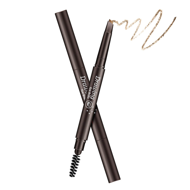 [Australia] - Purie Natural Look Triangular Tip Eyebrow Pencil with Spoolie Brush, Light Brown, Cruelty Free, Waterproof, Long Lasting Drawing Eyebrow Definer for All Day 