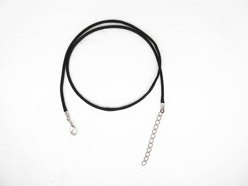 [Australia] - Glory Qin 10pcs Black Leather Necklace Cord Chain 1.5mm 2" Extension Chain 16 Inches 